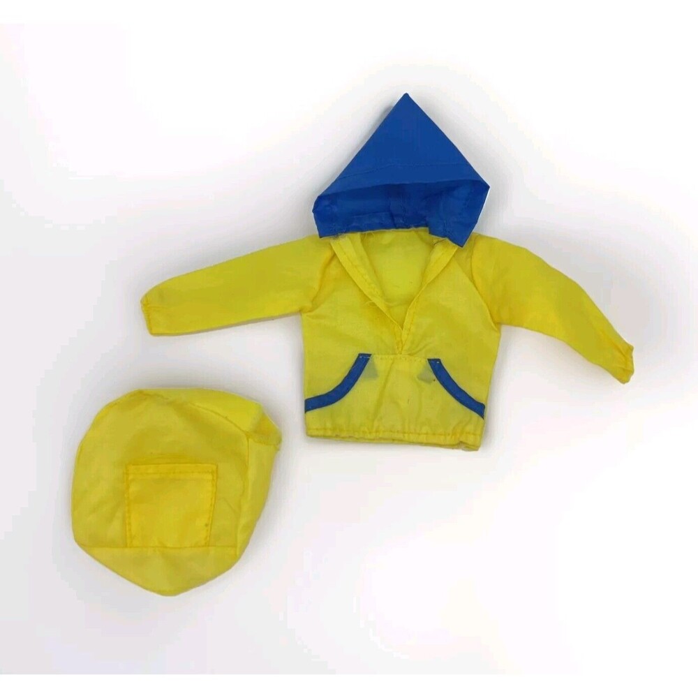 Vintage 1980s Barbie Clone Clothes Fashion Yellow Blue Rain Jacket Coat & Bag?